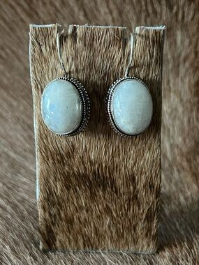 Sterling silver Moonstone Oval Stud Earrings